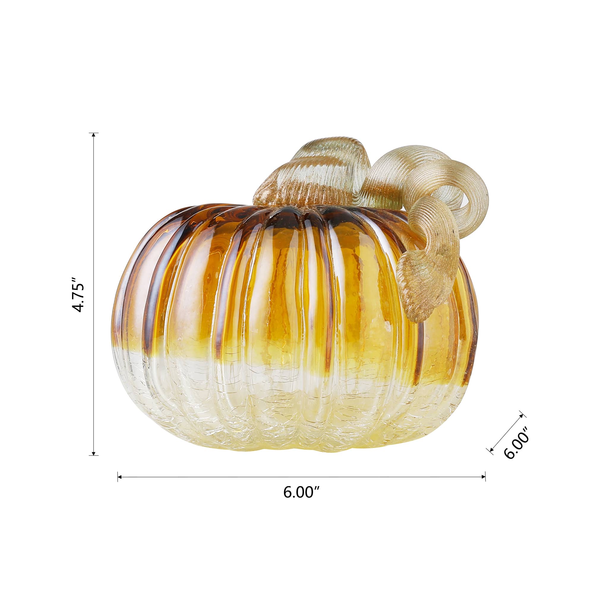 Glitzhome® Crackle Glass Short Pumpkin, Amber